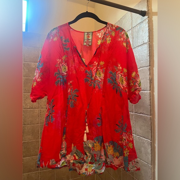 Johnny Was red floral top 🌹 - Picture 1 of 5